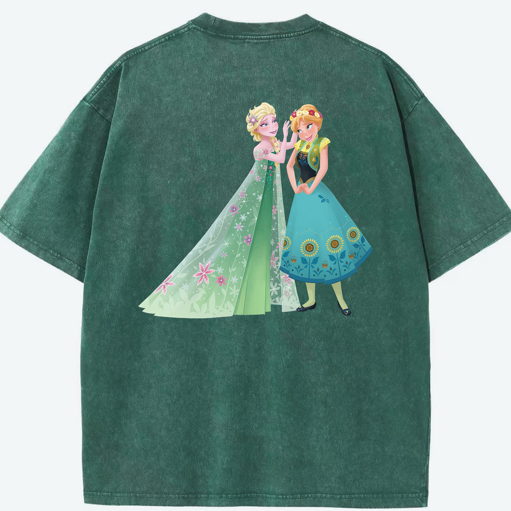 （画像用） アナと雪の女王 アンナ エルサ Frozen Anna Elsa 綿100% ヴィンテージ風 半袖Tシャツ（背面プリント）
